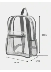 حقيبة ظهر شفافة مع سحاب مناسبة للاستخدام المدرسي، مناسبة للأعمار من 9 إلى 13 عاما، قطعة واحدة