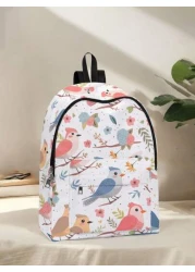 1pc Cute Duck Pattern Pocket Backpack Zipper Closure Pocketed Backpack Stylish For Boys And Girls Suitable For School And Outdoor Activities