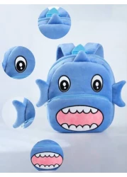 MICHLEY MICHLEY 1pc Boys And Girls Elephant Closure Backpack Penguin Shark Cartoon Cute Plush Double Head Zipper Closure Backpack Student Study Supplies For Travel Outdoor Vacation Camping Holiday Gif