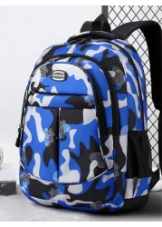 حقيبة ظهر أساسية للأولاد في موسم المدرسة، بتصميم بألوان الكامفلاج. متوفرة بأربعة ألوان: أسود وأزرق وأحمر وأخض