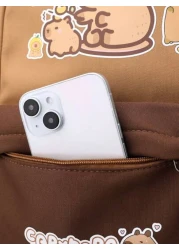 1 Pc Cute Capybara Pattern Color Contrast School Bags For Teens Large Capacity Lively Student Bag With Multi Pockets Fashionable School Bag Practical Handbag Personality Lightweight School Backpack