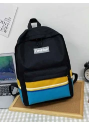 حقيبة ظهر بسحاب نايلون ذات تصميم عصري بلون متباين ذات سعة كافية، مناسبة لجميع المناسبات، خفيفة الوزن للسفر، م