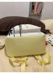 1pc New Fashion Versatile Contrast Color Graffiti Student Backpack Waterproof Nylon Large Capacity Outdoor Schoolbag No Pendant