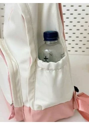 1 قطعة حقيبة ظهر طلابية ذات لونين بتصميم كاجوال جديد، مصنوعة من النايلون مقاوم للماء وذات سعة كبيرة، حقيبة مدر