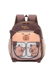 قطعة واحدة من قماش الأكسفورد بسحاب، حقيبة ظهر برسوم كرتونية طريفة لحيوان الكابيبارا، خفيفة الوزن وتحمي العمو