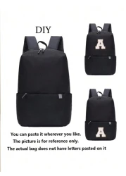 حقيبة ظهر مدرسية واحدة، أنيقة وعملية، بسعة كبيرة، لون سادة، مناسبة لجميع الفصول، 26 حرفًا مزخرفة بزهور، بسحاب