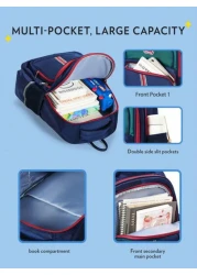 حقيبة ظهر مدرسية للأطفال بتصميم كرتوني بأشرطة قابلة للتعديل، سعة كبيرة 16*12*5 بوصة، مع جيوب وحجرات، أنيقة وعصري