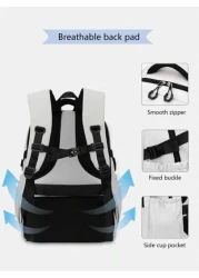 1pc Minimalist Casual Men Backpack Zipper Closure Adjustable Shoulder Strap Durable Fabric Large Capacity Multi Pocket Design Suitable For Daily Use And Travel Luggage Strap For Suitcase Back To Schoo