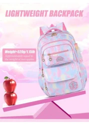 1pc Dreamy Girl Backpack School Backpack Casual Durable Lightweight Travel Backpack With White Furry Keychain Back To School Essential Suitable For Teen Girls For School And Travel