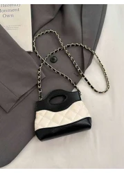 1 Pc New Style Girls Solid Color Diamond Quilted Pattern Pu Small Crossbody Bag Metal Strap Magnetic Closure Fashionable And Versatile For Outings Shopping Gatherings Or As A Gift For Friends