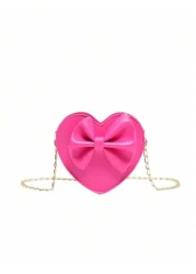 1pc New Cute Girl Niche High End Pu Heart Bow Crossbody Bag Can Be Carried By Hand And Fashionable New Bag Fresh And Dopamine Color Matching Youthful Girl Style Can Be Cross Body Shoulder Strap Is Adj