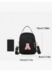 1pc Mini Messenger Bag Casual And Fashionable Multifunctional Zippered One Shoulder Messenger Bag 26 Letter Flower Bags Multifunctional Stone Pattern One Shoulder Messenger Handbag Lightweight Suitabl