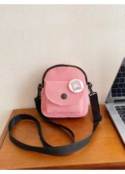 1 Pc Mini Children Crossbody Bag Canvas Bag Square Bag Coin Purse Shoulder Bag Versatile Lightweight Portable Zip Closure Adjustable Strap For Daily Purse For Travel Vacation Shopping Kids Outdoor Sup