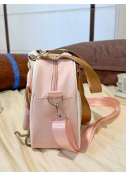 1pc New Casual Colorblock One Shoulder Bag Nylon Waterproof Transparent Crossbody Bag No Accessories Pendant
