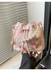 1pc New Cute Girl Niche High End Girl Crossbody Bag Pearl Handle Adjustable Shoulder Strap Suitable For School Traveling Can Easily Accommodate Daily Necessities Versatile Item Fashion Darling Suitabl