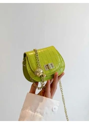 1pc New Cute Girl Niche High End Pu Mini Crossbody Bag And Fashionable New Bag Fresh And Dopamine Color Matching Youthful Girl Style Can Be Carried By Hand Or Across The Body Metal Chain Casual And Fa
