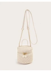 حقيبة ذات نمط منتفخ أنيقة صغيرة 1 قطعة، حقيبة أنيقة للكتف وعبر الجسم، إكسسوار موضة للملابس