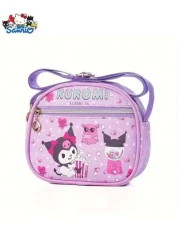 Sanrio 1pc Sanleo Hello Kitty Kuromi Melody Yugui Dog New Children s Crossbody Bag Fashion Cute Oval Girls Shopping Shoulder Bag Leather Waterproof Crossbody Bag Small Bag
