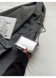 Pu Material Solid Color Metallic Mini Kids Crossbody Bag With Chain Strap