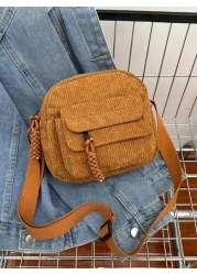 1 حقيبة رفرف قماشية فاخرة مصنوعة من نسيج مخمل للبنت الصغيرة، مع سوستة إغلاق، مناسبة للاستخدام اليومي