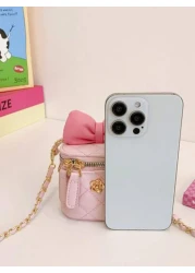 1 Pc New Cute Mini Bow Decorated Diagonal Strapped Bag For Girls Zipper Closure Pu Material Lightweight Perfect For Daily Outings Outdoor Activities Shopping And Festive Gifts