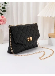 New Children Embroidery Thread Mini Black White Fashionable Simple Crossbody Bag Popular Among Teenage Girls Suitable For Shopping Holding Phone And Cosmetics