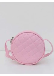 1pc Girl Pink PU Shoulder Bag With Bowknot Decor Fashionable Casual Small Round Crossbody Bag With Zipper Closure Suitable For Daily Use All Season