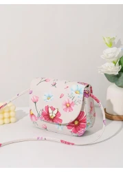 حقيبة كروسبودي ذات طبعة فراشة صغيرة مزينة بقطع معدنية ذات صدفة