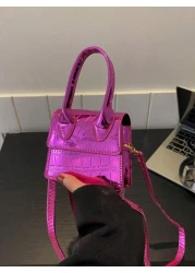 قطعة واحدة حقيبة الكتف المربعة الصغيرة ذات موحد اللون بنقشة تمساح على الطراز الغربي ذات طابع شخصي عصري، مناسب