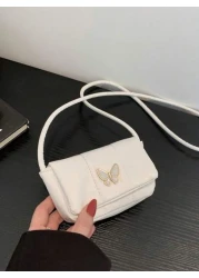 1pc Pretty Bow Casual Fashion Simple Shoulder Crossbody Small Shoulder Bag Fashionable Small Square Bag Simple Western Style Niche Handbag Cute Casual Shoulder Crossbody Bag Bow Decoration Pu Crossbod