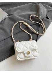 1pc Versatile Stylish Retro Crossbody Small Square Bag Mini Bag Fashion Chain Shoulder Crossbody Bag Popular New Texture Diamond Chain Lipstick Shoulder Crossbody Small Bag Mini Dopamine Style Solid C