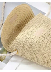 2024 New Cute Woven Grass Bag Beach Straw Bag For Perfect For Summer With Dress Mobile Phone And Cross Body