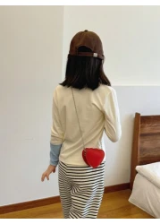 1pc Fashion Solid Color Girls Heart Shaped PU Leather Cross Body Shoulder Bag