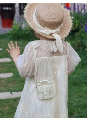 1pc Girls Handmade Faux Pearl Beaded Purse With Pearls Decoration Mini Flap Bag With Elegant Princess Style Suitable As Summer Festival Gift Or Daily Wear