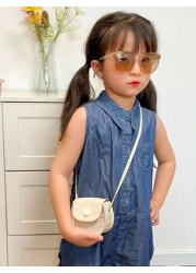 1pc Fashion Kids Children PU Leather Shoulder Bag Lovely Baby Girls Mini Chain Coin Purse Cute Princess Crossbody Bags Small Wallet