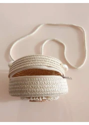 1pc Girls Sunflower Paper Straw Sling Bag Children Coin Purse