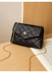 1pc Girls Quilted Casual Fashion Flap Chain Crossbody Bag Small Shoulder Bag Suitable For Daily Use And Vacation Ideal Gift Choice