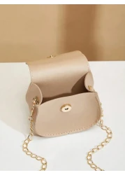 حقيبة كتف صغيرة بلون أحادي للبنات مع علبة أحمر شفاه، علبة سماعة، محفظة صغيرة وحقيبة أحمر شفاه على شكل وسادة قط