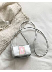 1pc Mini Messenger Bag Pu Flip Top Opening And Closing New Sweet And Fashionable Letter Handbag Small Bag For Girl Simple Small Square Bag Versatile Shoulder Messenger Bag Smooth And Comfortable Shoul