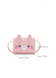 1pc Pu Magnet Closure Fashion Cartoon Bunny Three Dimensional Ears Shoulder Messenger Bag Cute Mini Coin Purse For Girls Suitable For A Variety Of Occasions Comfortable Shoulder Straps Versatile And N