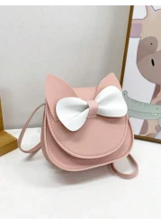 1 Pc Mini Fashion Kitten Young Children Crossbody Bag Square Bag Purse Shoulder Bag Flip Bag Versatile Lightweight Portable Small Buckle Mini For Daily A Coin Purse For Travel Shopping Vacation Kids O