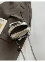 1pc Girls Plain Cute Girl Print PU Handbag Zipper Closure Simple Versatile Girl Crossbody Bag Suitable For Daily Or Festival Use