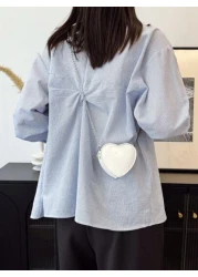 Laser Heart Girls Fashionable Shoulder Bag Chain Strap Crossbody Purse PU Leather Casual Small Bag