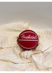 Mini Kids Shoulder Bag Unisex Basketball Patterned Crossbody Bag With Chain Strap Cute And Versatile Bag For Baby Outings