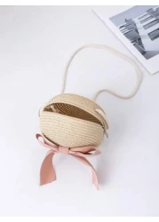 Children s Woven Straw Crossbody Bag For Beach