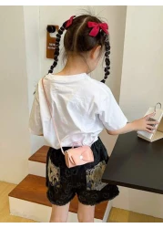 حقيبة كتف جلد صناعي صغيرة بشريط التعادل للأطفال عبر الصدر حقيبة يد للفتيات