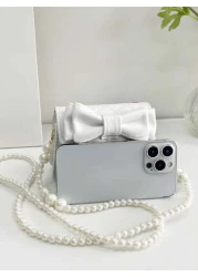 قطعة واحدة حقيبة كتف على شكل معين مطرزة بخيط وسلسلة من الخرز مناسبة لإطلالة فتاة عصرية، مناسبة للاستخدام اليو