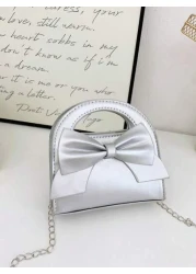 1 حقيبة كتف ذات عقدة الفراشة مصنوعة من مواد جلدية اصطناعية بقفل مغناطيسي، مناسبة للفتيات للتسوق والحفلات والا