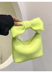 قطعة واحدة طراز ياباني جديد كبير الفيونكة، حقيبة يد، عصرية وبسيطة، تصميم سحاب، من مادة البولي يوريثان، تناغم