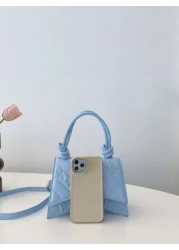 1pc Girls New Pu Striped Indentation Letter Candy Color Handbag Solid Color Western Style Shoulder Crossbody Handbag Small Square Bag Personality Creative Versatile Fashion Elegant Niche Crossbody Bag